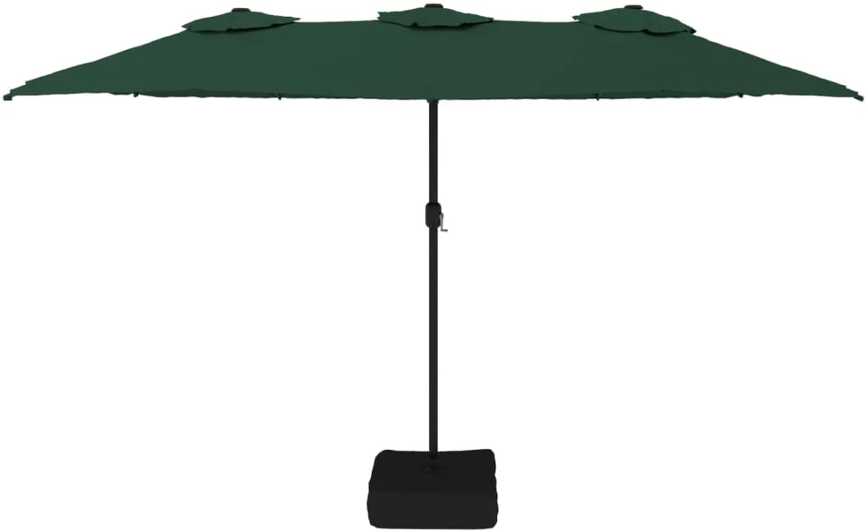 Dvigubas sodo skėtis nuo saulės su LED, žalias, 449x245cm