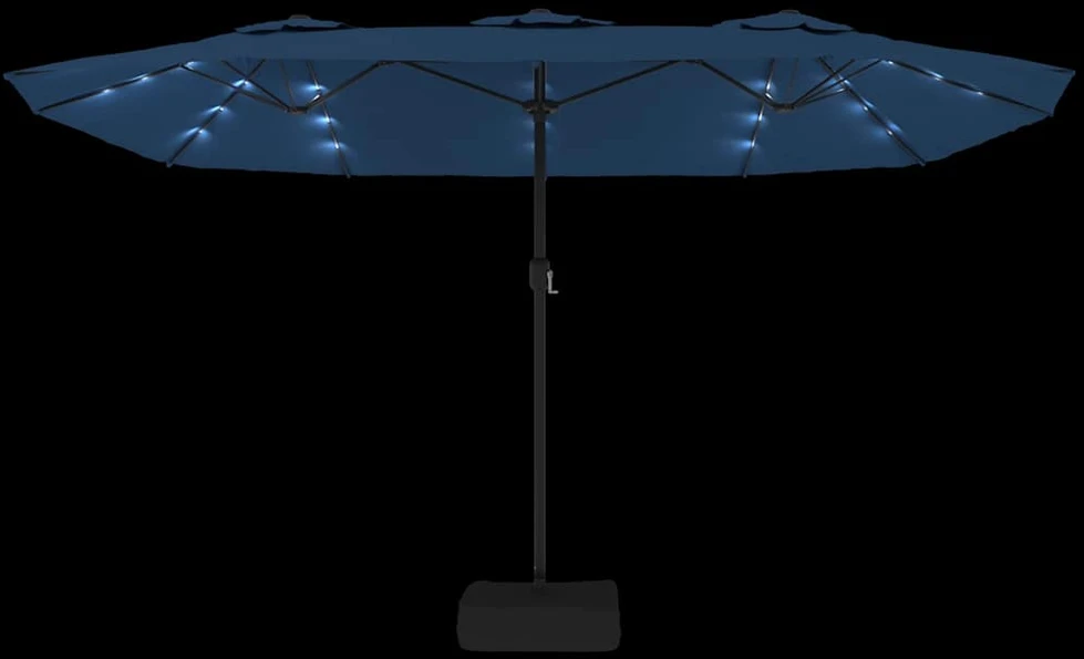 Dvigubas sodo skėtis nuo saulės su LED, mėlynas, 449x245cm