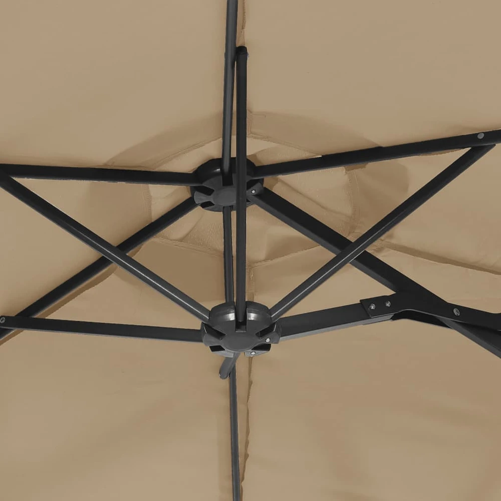 Dvigubas sodo skėtis nuo saulės su LED, taupe, 316x240cm