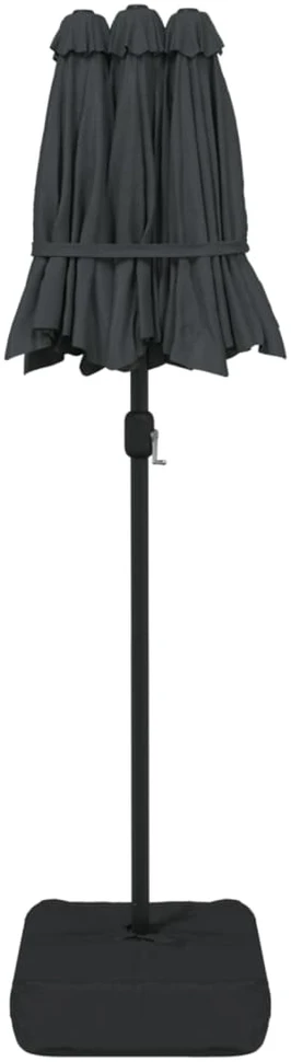 Dvigubas sodo skėtis nuo saulės su LED, antracito, 316x240cm