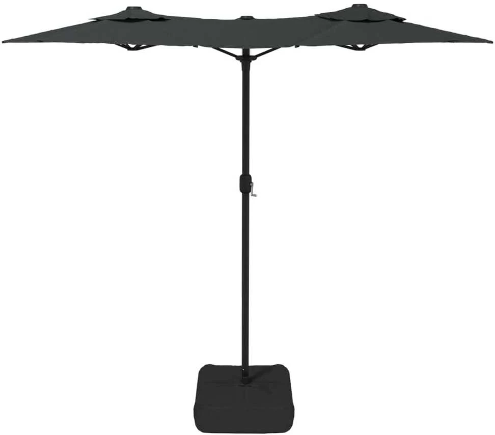Dvigubas sodo skėtis nuo saulės su LED, antracito, 316x240cm