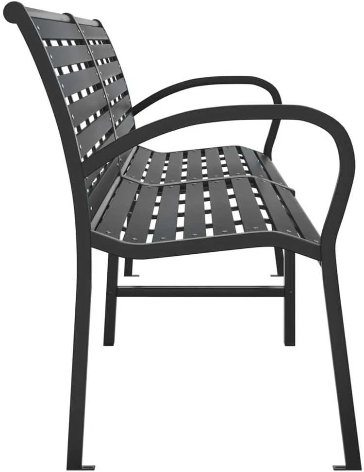 Dvigubas sodo suoliukas, juodos spalvos, 231cm, plienas ir WPC