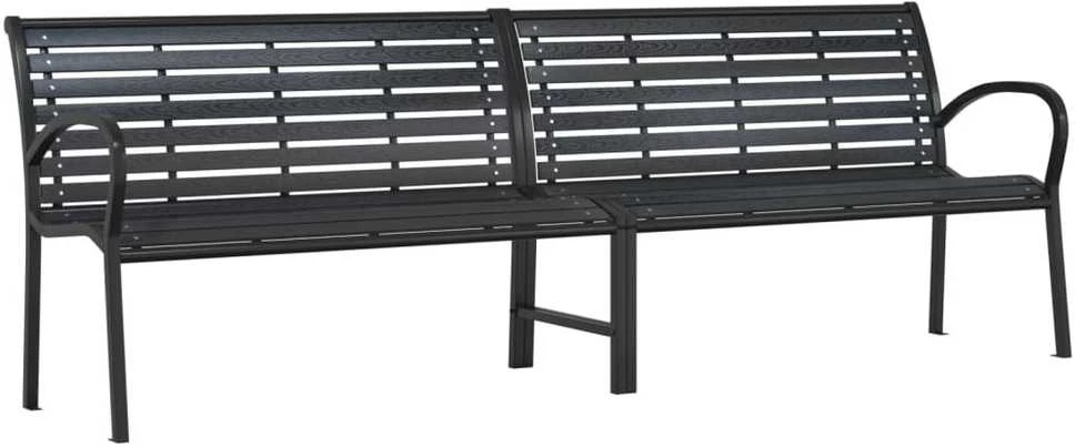Dvigubas sodo suoliukas, juodos spalvos, 231cm, plienas ir WPC