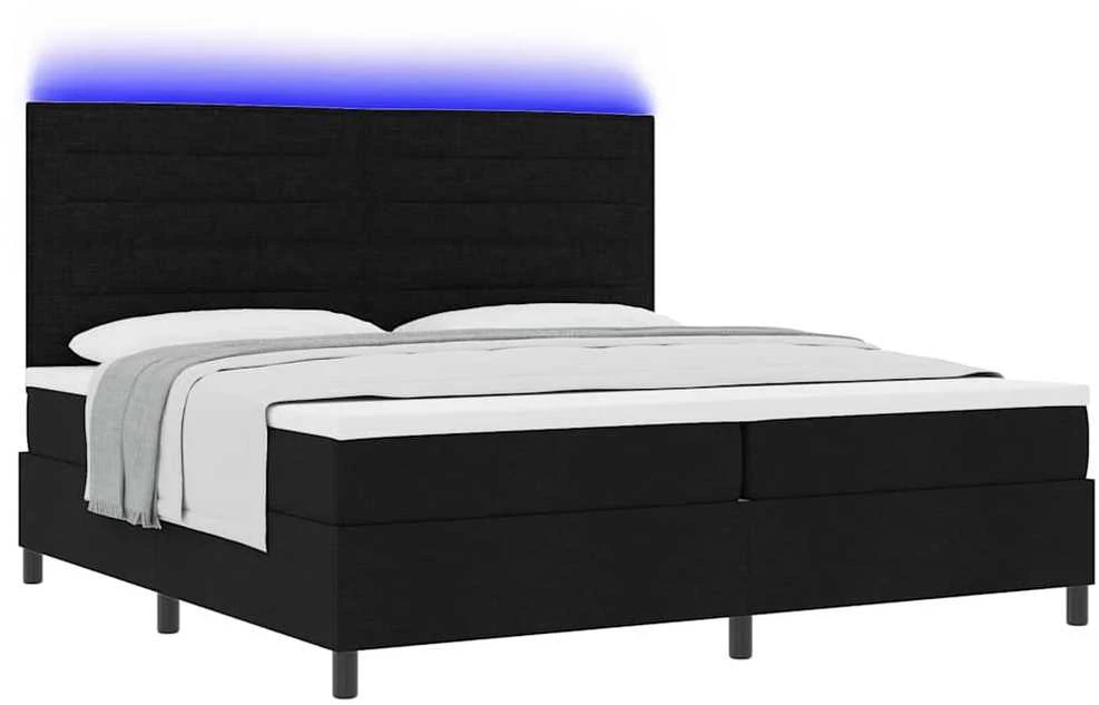 Kiemas lova su čiužiniu su LED Juoda 200 x 200 cm audinys