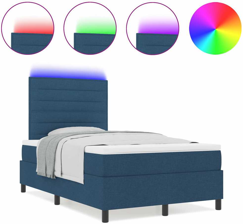 Kiemas lova su LED juostelėmis Mėlyna 120 x 190 cm audinys