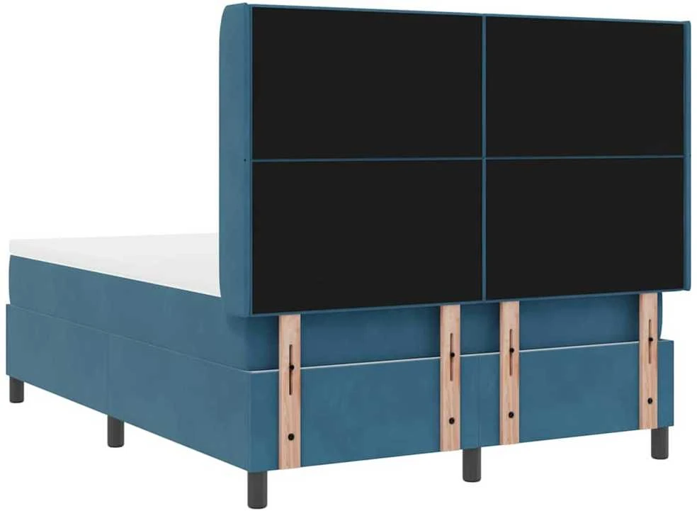 Kiemas lova su LED juostelėmis Mėlyna 160 x 200 cm Aksomas
