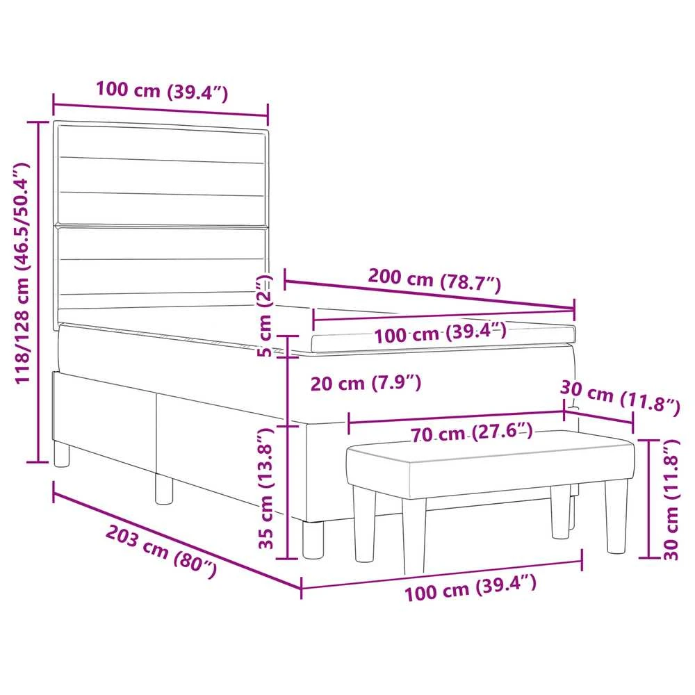 Kiemas lova su pagalve Kreminė 100 x 200 cm audinys