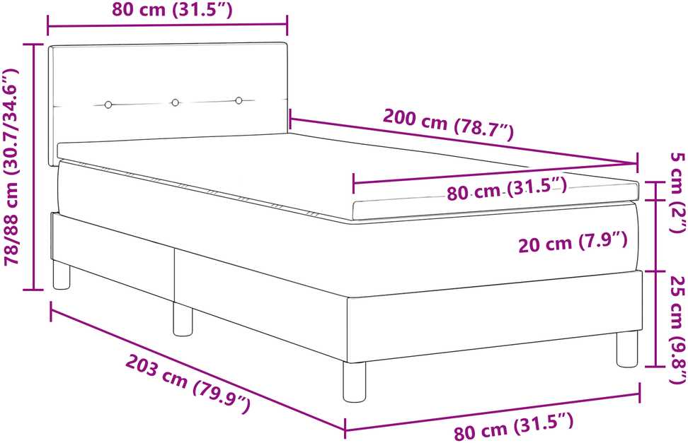 Kiemas lova su pagalve Kreminė 80 x 200 cm audinys