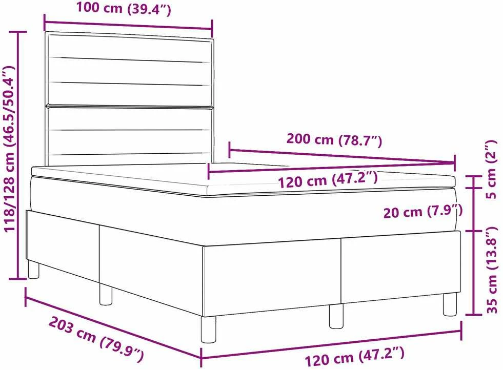 Kiemas lova su čiužiniu Tamsiai pilka 120 x 200 cm audinys