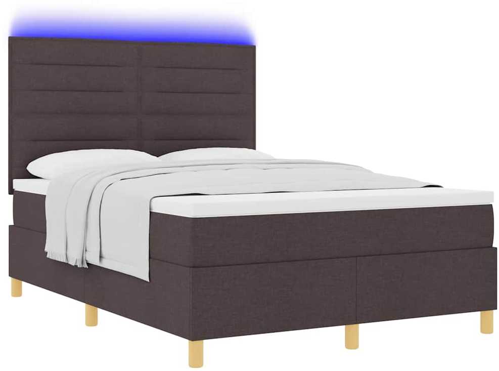 LED Čiužinio Lova Tamsiai rudas 160 x 200 cm audinys
