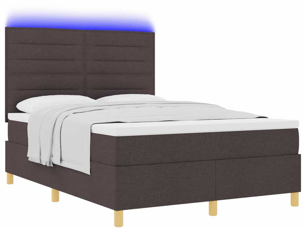 LED Čiužinio Lova Tamsiai rudas 160 x 200 cm audinys