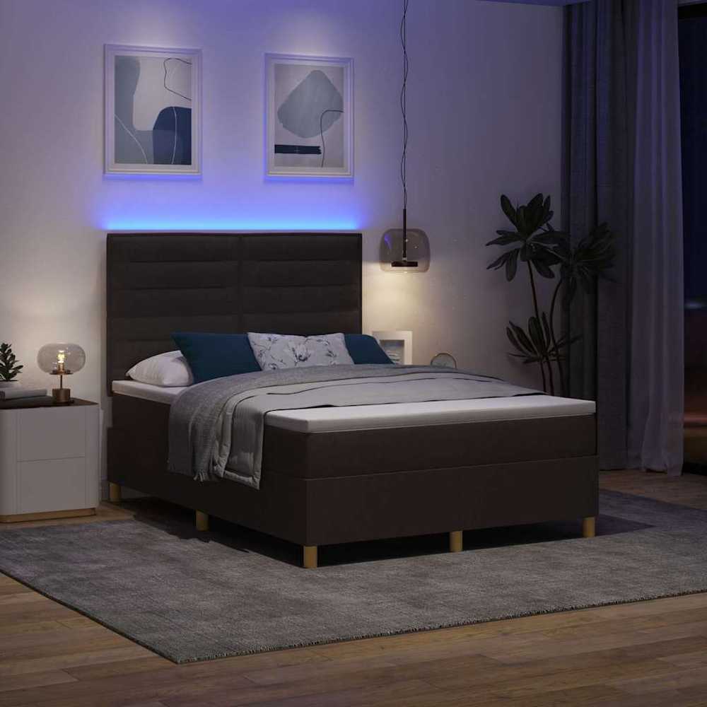 LED Čiužinio Lova Tamsiai rudas 160 x 200 cm audinys