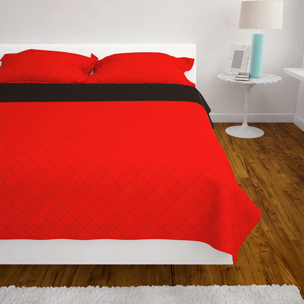 131553 Double-sided Quilted Bedspread Raudona and Juodas 220x240 cm