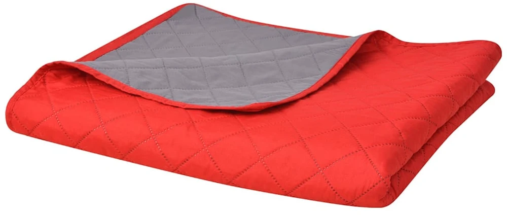 131555 Double-sided Quilted Bedspread Raudona and Pilkas 170x210 cm