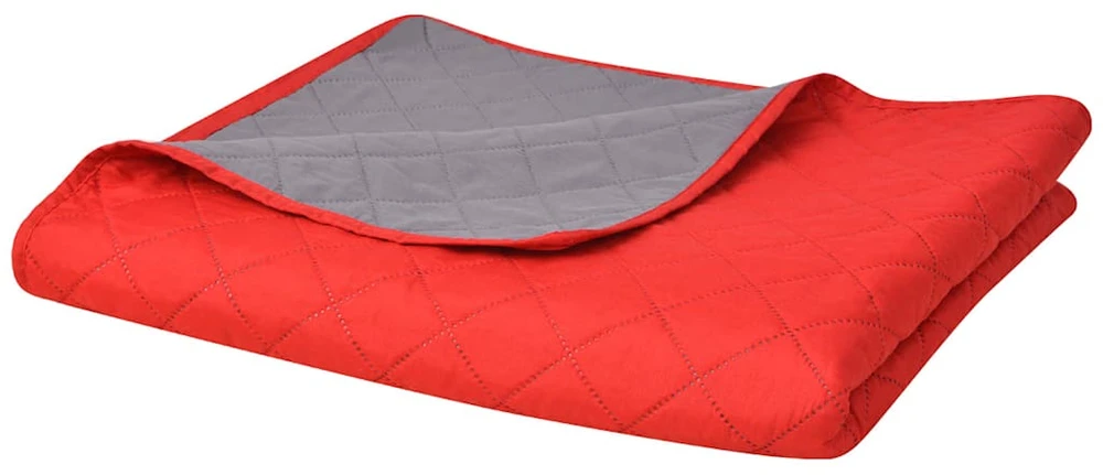131557 Double-sided Quilted Bedspread Raudona and Pilkas 230x260 cm