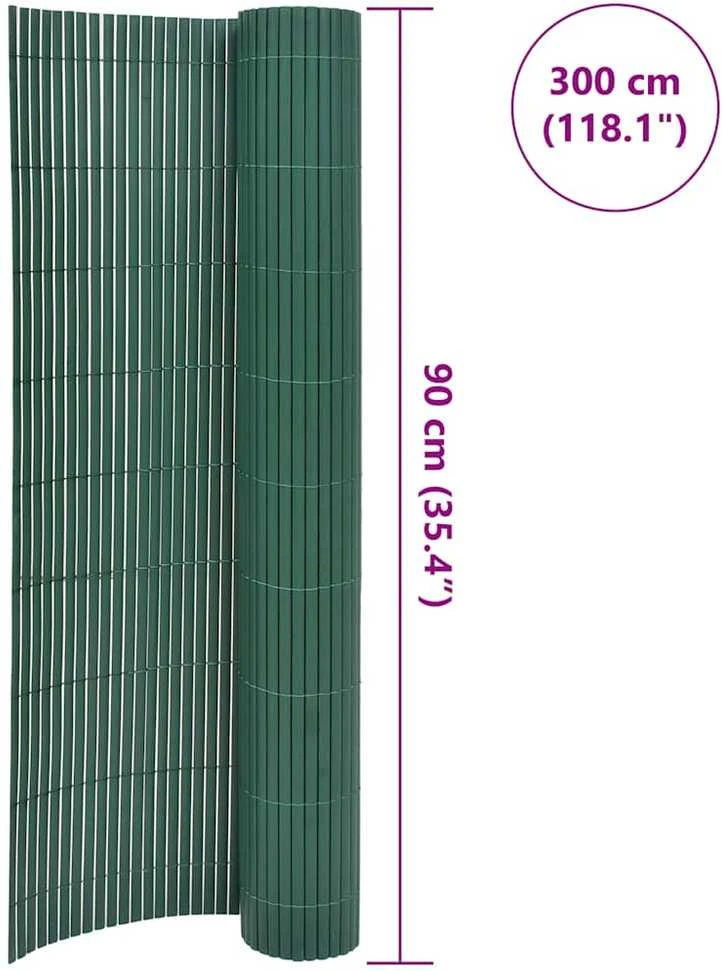 Dvipusė sodo tvora, žalia, 90x300cm, PVC