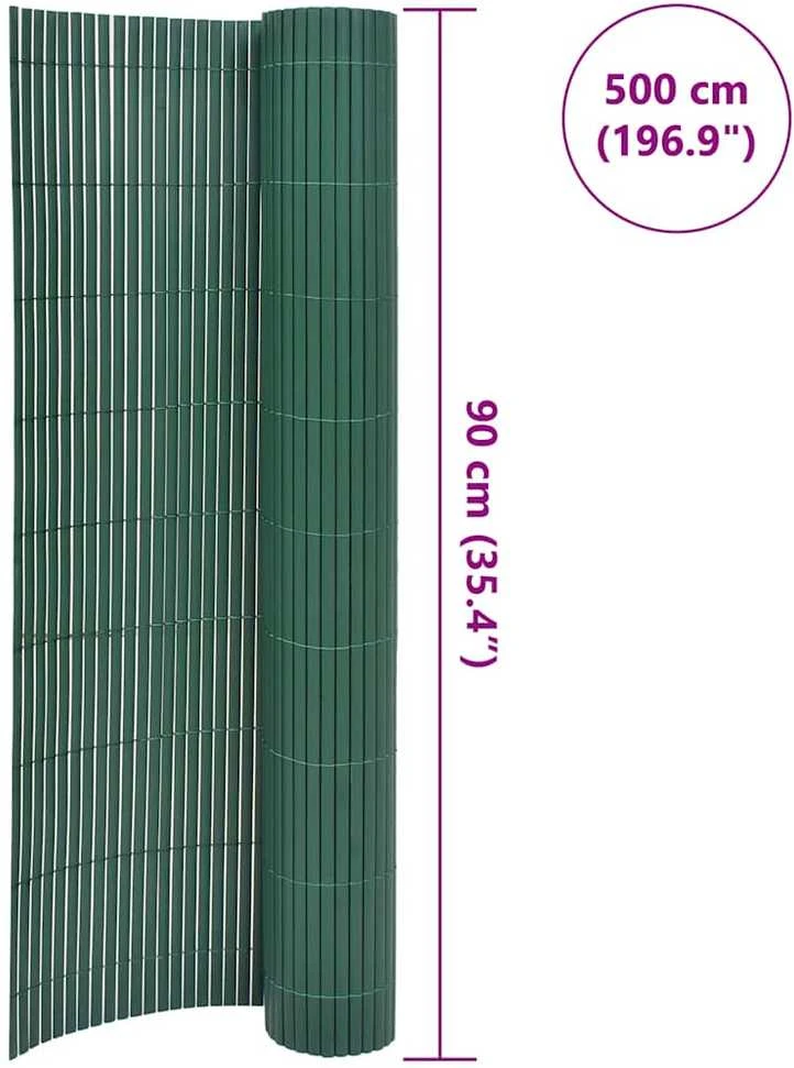 Dvipusė sodo tvora, žalia, 90x500cm, PVC