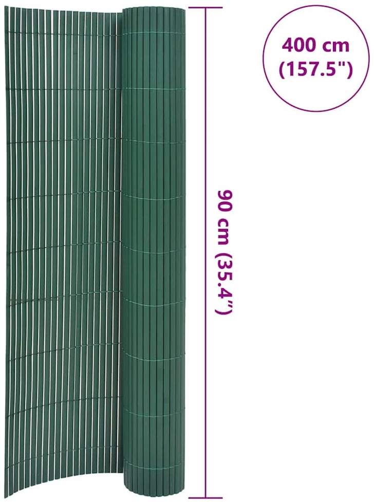 Dvipusė sodo tvora, žalios spalvos, 90x400cm