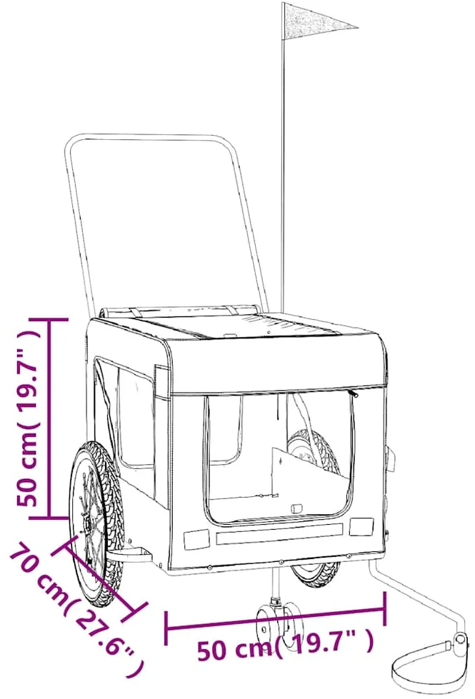 Dviračio priekaba augintiniams, geltona/juoda, audinys/geležis