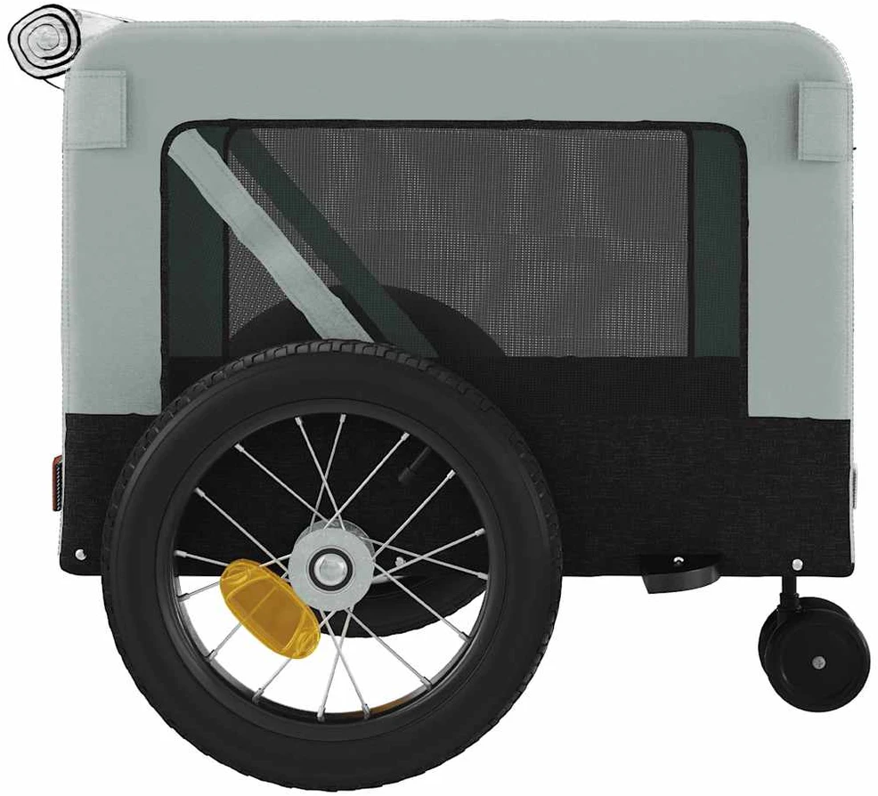 Dviračio priekaba augintiniams, pilka/juoda, audinys/geležis