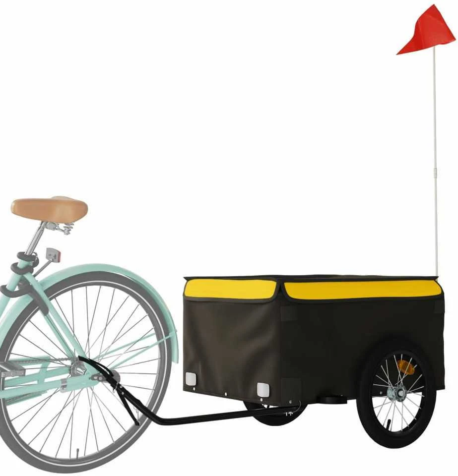 Dviračio priekaba, juodos ir geltonos spalvos, 45kg, geležis