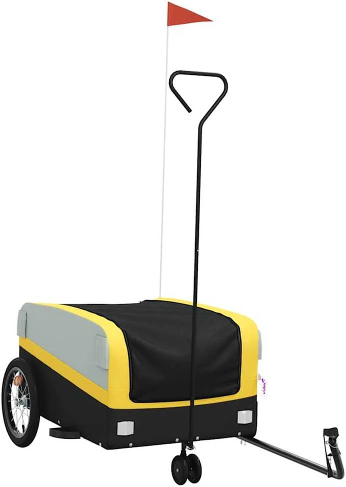 Dviračio priekaba, juodos ir geltonos spalvos, 45kg, geležis