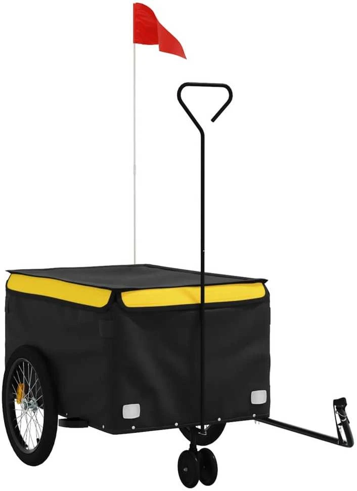 Dviračio priekaba, juodos ir geltonos spalvos, 45kg, geležis