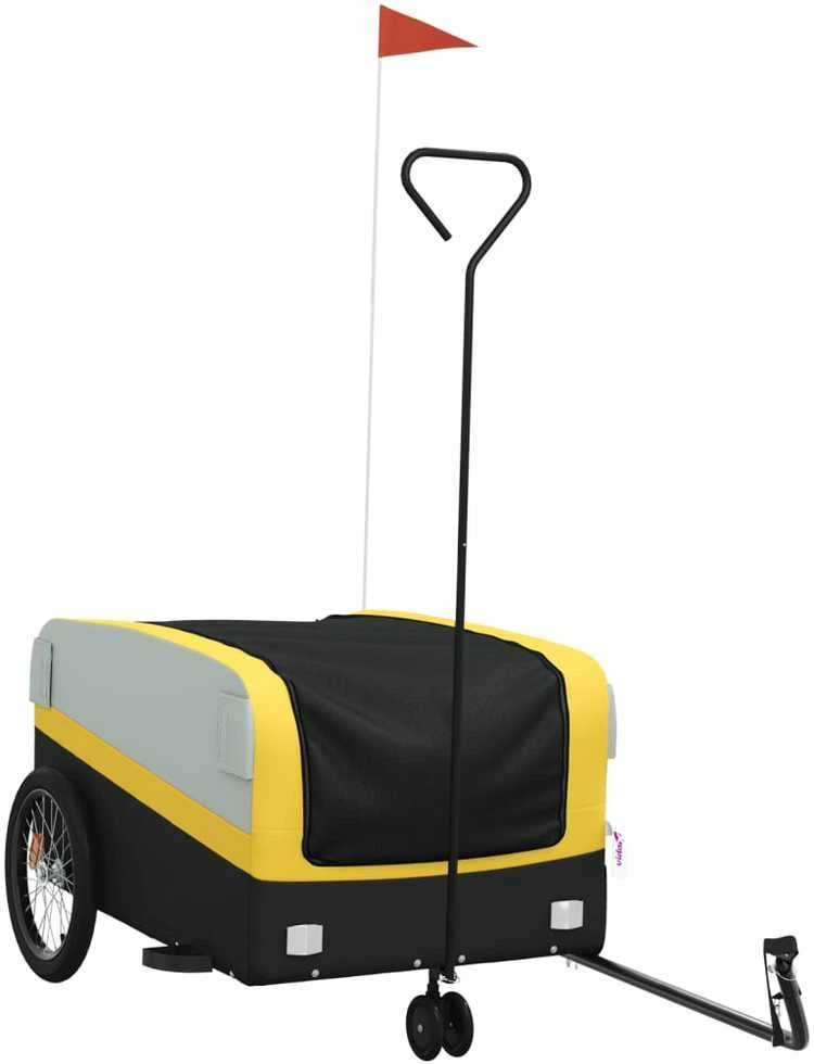 Dviračio priekaba, juodos ir geltonos spalvos, 45kg, geležis