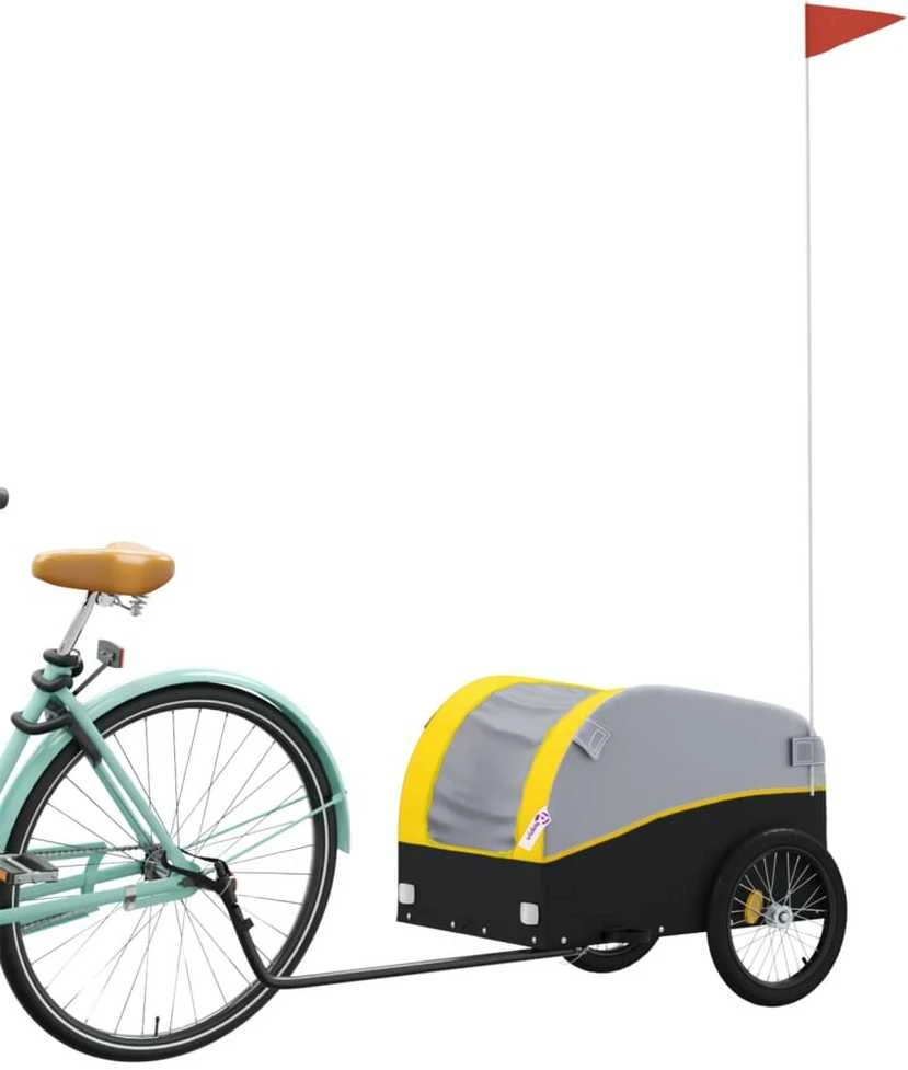 Dviračio priekaba, juodos ir geltonos spalvos, 30kg, geležis