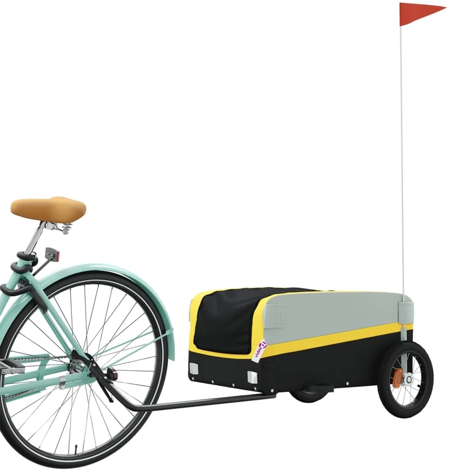 Dviračio priekaba, juodos ir geltonos spalvos, 30kg, geležis