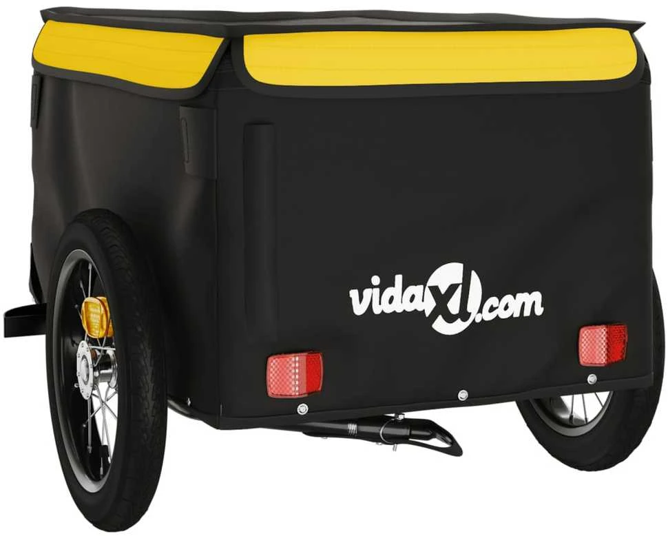 Krovininė dviračio priekaba, juoda ir geltona, 30kg, geležis