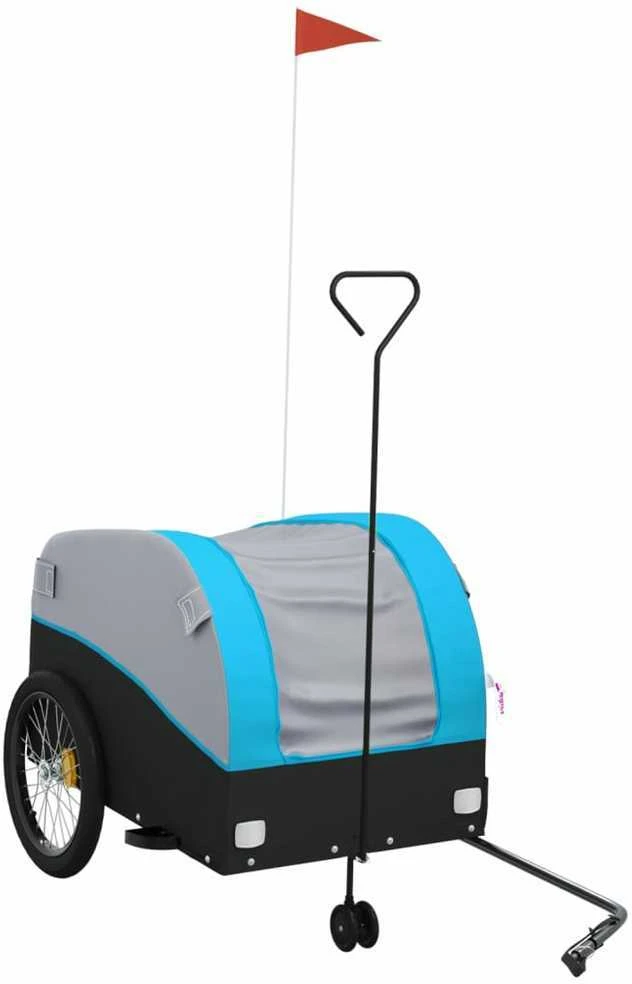 Dviračio priekaba, juodos ir mėlynos spalvos, 45kg, geležis