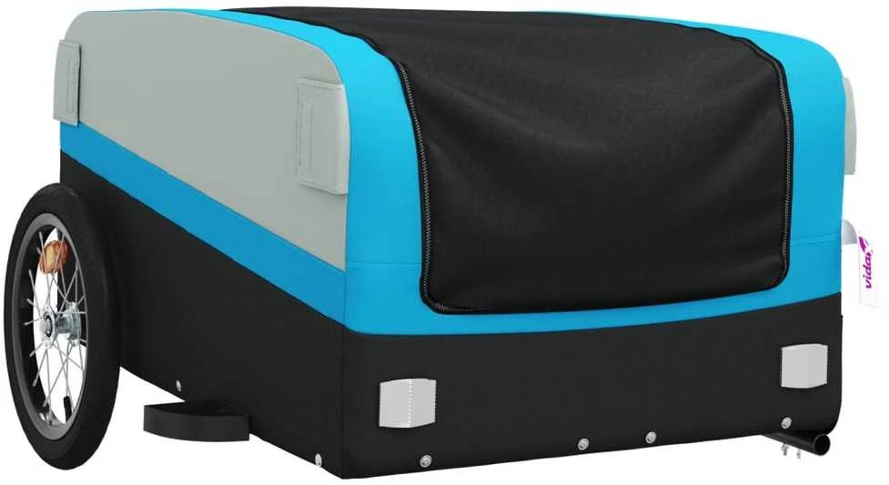 Dviračio priekaba, juodos ir mėlynos spalvos, 45kg, geležis