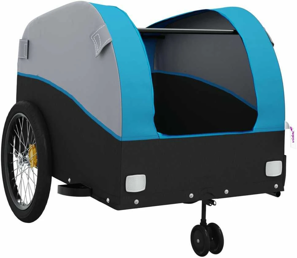 Dviračio priekaba, juodos ir mėlynos spalvos, 45kg, geležis