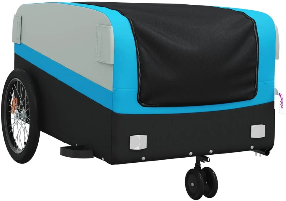 Dviračio priekaba, juodos ir mėlynos spalvos, 45kg, geležis