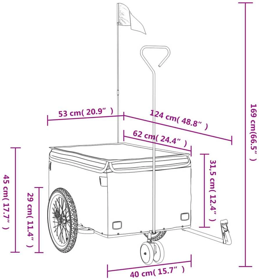 Dviračio priekaba, juodos ir mėlynos spalvos, 30kg, geležis