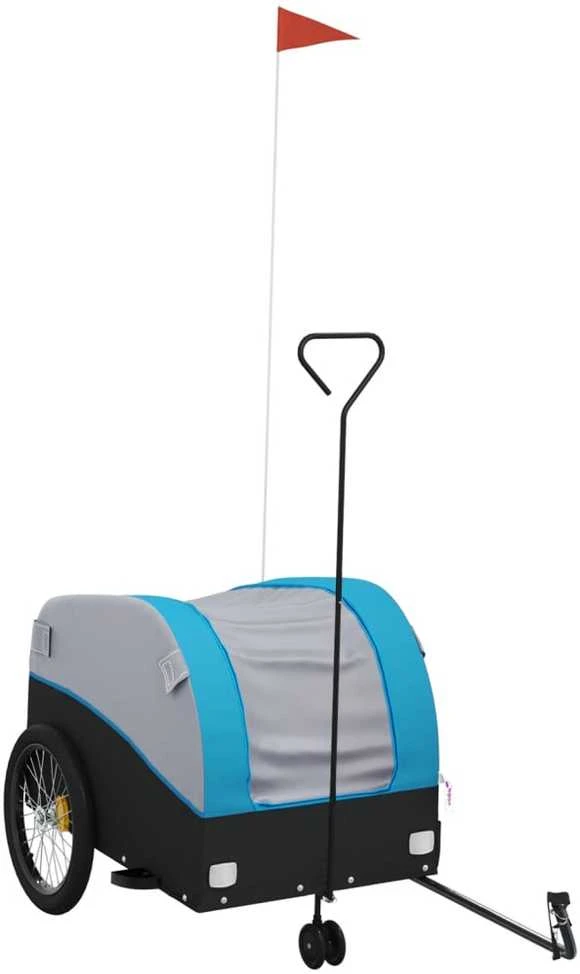 Dviračio priekaba, juodos ir mėlynos spalvos, 45kg, geležis