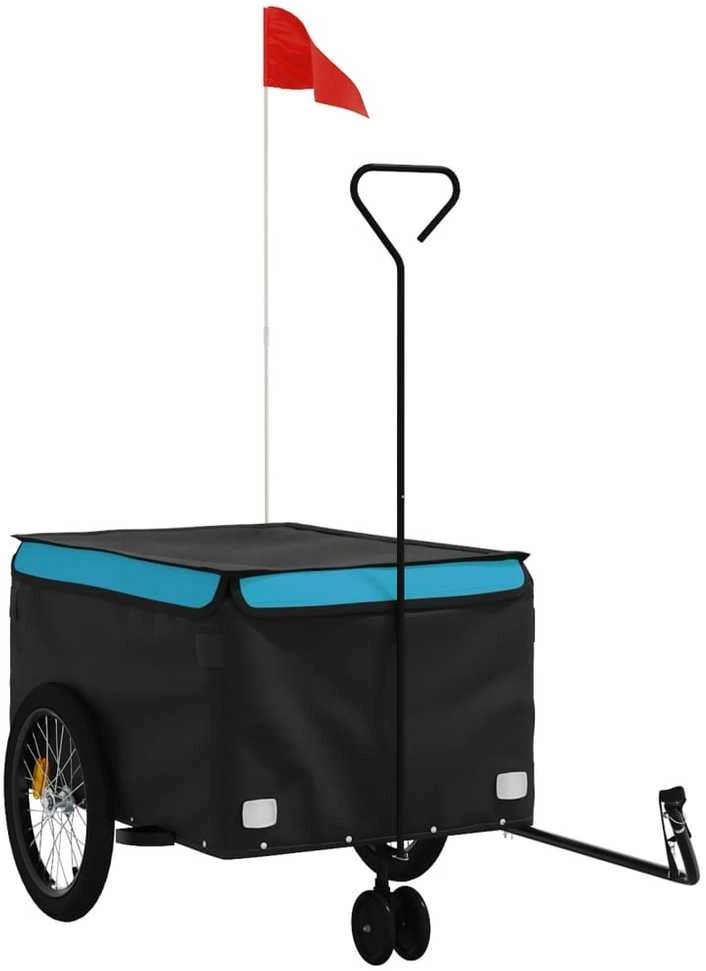 Dviračio priekaba, juodos ir mėlynos spalvos, 45kg, geležis
