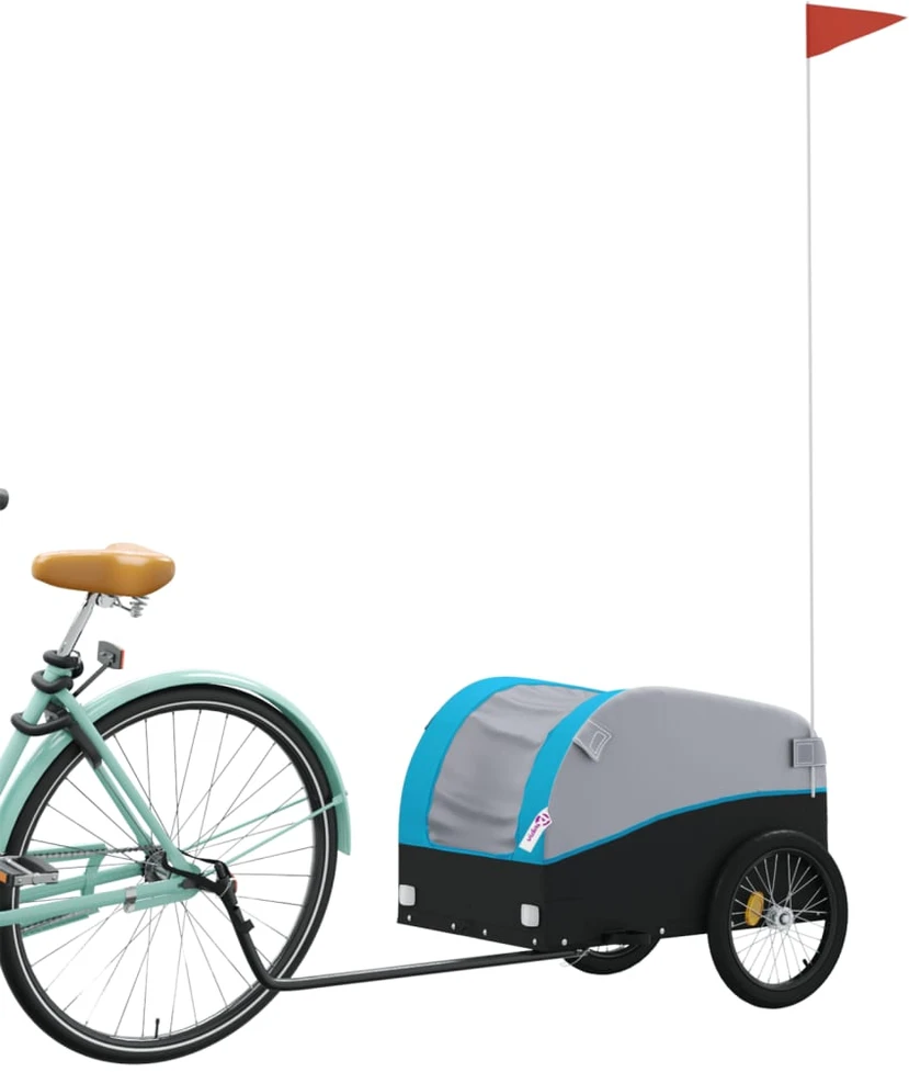 Dviračio priekaba, juodos ir mėlynos spalvos, 30kg, geležis