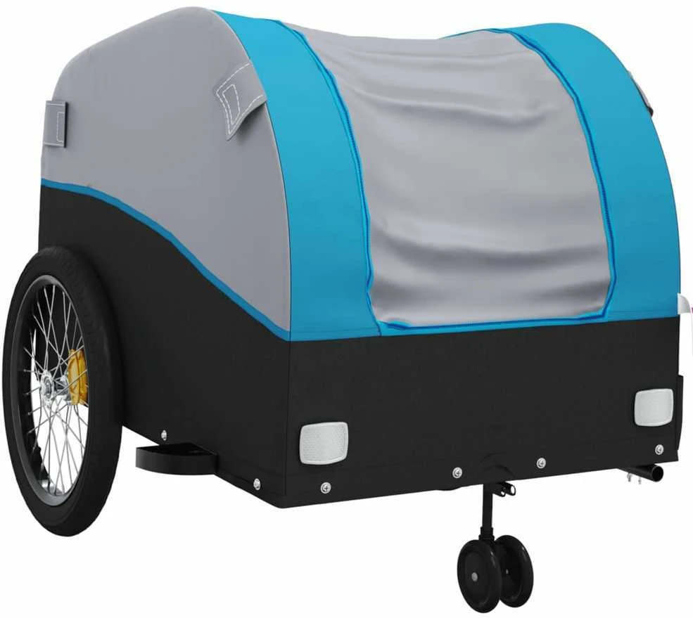Dviračio priekaba, juodos ir mėlynos spalvos, 45kg, geležis