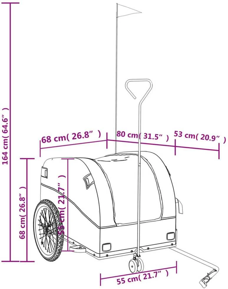 Dviračio priekaba, juodos ir mėlynos spalvos, 45kg, geležis