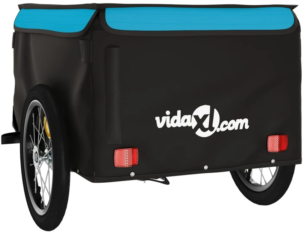 Dviračio priekaba, juodos ir mėlynos spalvos, 45kg, geležis