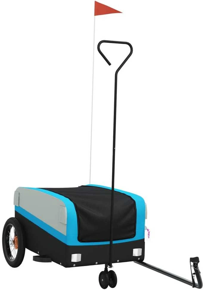 Dviračio priekaba, juodos ir mėlynos spalvos, 30kg, geležis