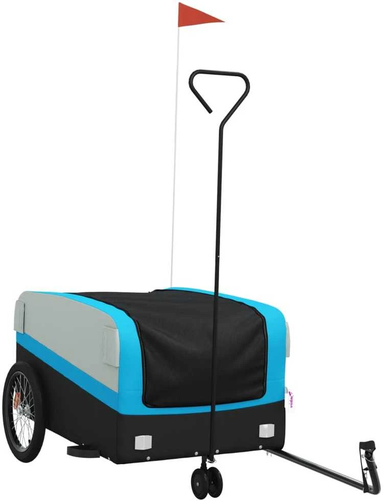 Dviračio priekaba, juodos ir mėlynos spalvos, 45kg, geležis
