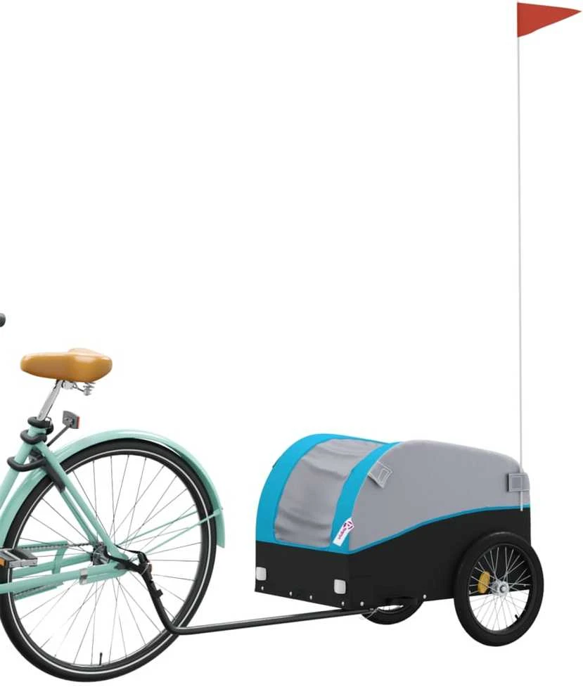 Dviračio priekaba, juodos ir mėlynos spalvos, 30kg, geležis