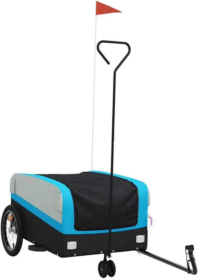 Dviračio priekaba, juodos ir mėlynos spalvos, 45kg, geležis