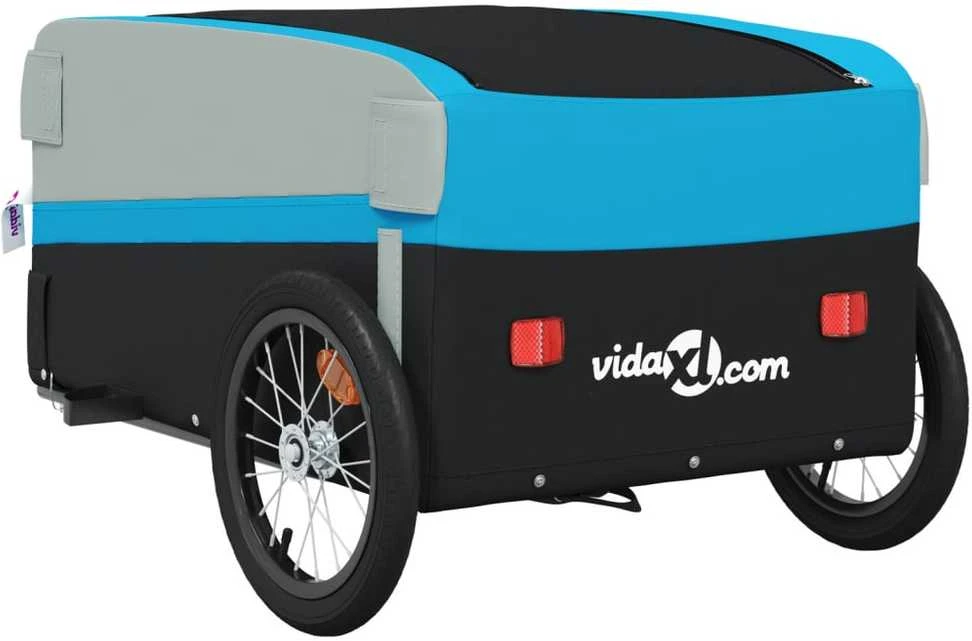 Dviračio priekaba, juodos ir mėlynos spalvos, 45kg, geležis