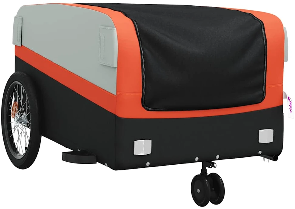 Dviračio priekaba, juodos ir oranžinės spalvos, 45kg, geležis
