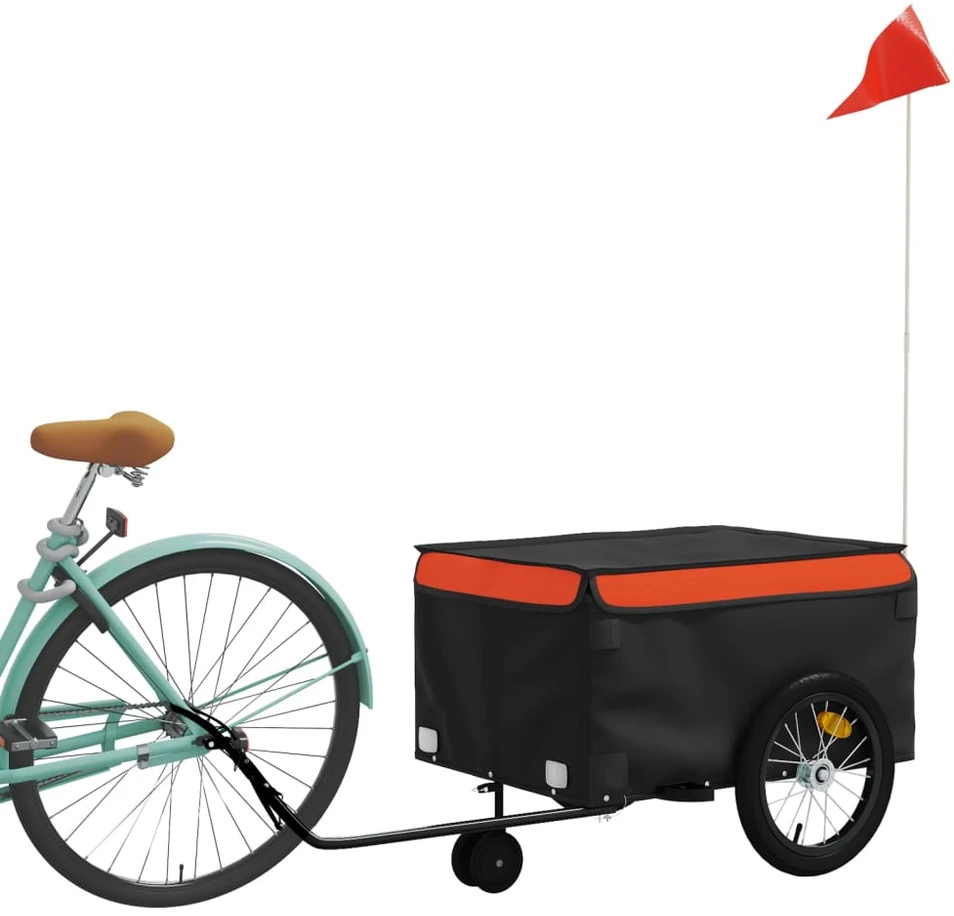 Dviračio priekaba, juodos ir oranžinės spalvos, 45kg, geležis