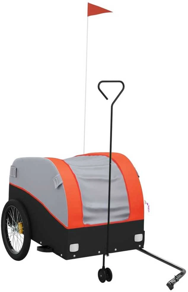 Dviračio priekaba, juodos ir oranžinės spalvos, 45kg, geležis